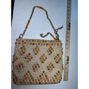 Marcos Brothers Of Miami, MCM Retro Beaded Woven  Purse With Multi Colored Beads